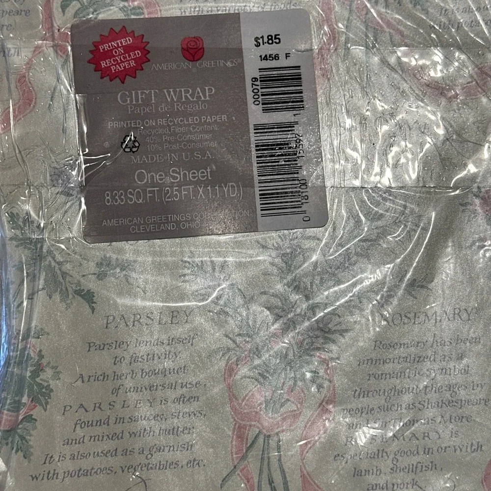 Vintage American Greetings Gift Wrap Wrapping Paper Mom Baby Penguin Herbs‎ Lot